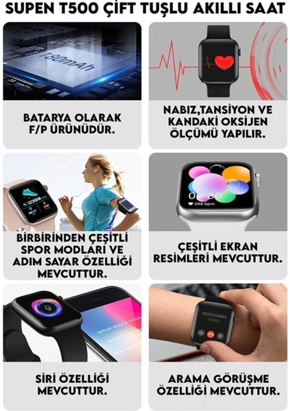 Çift Tuş Akıllı Saat, Renkli, Ios ve Android Destekli, Arama ve Sensör Özellikli modelleri