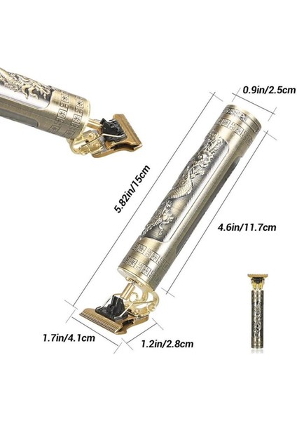 Şarjlı Gold Ejderha Motifli Saç Sakal Kesme ve Traş Makinesi