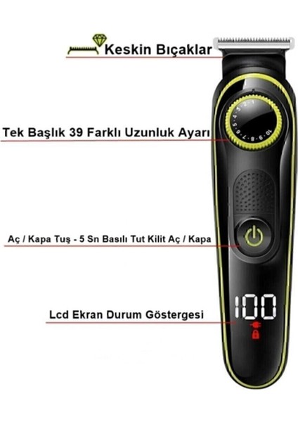 Çok Başlıklı Profesyonel Traş ve Bakım Makinesi Gri indirimleri