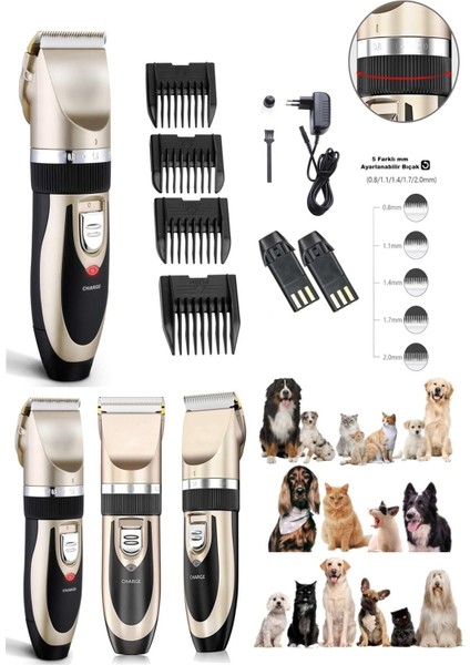 Çift Bataryalı Şarjlı Kedi Köpek Tıraş Makinesi + Yedek Batarya Siyah