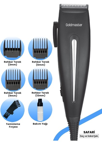 Güçlü Motorlu Sessiz Ayarlanabilir Kablolu Saç ve Sakal Kesme Makinesi Siyah fiyatları