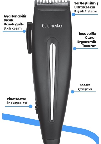 Güçlü Motorlu Sessiz Ayarlanabilir Kablolu Saç ve Sakal Kesme Makinesi Siyah modelleri
