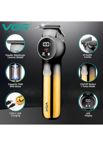 V-989 Çok Fonksiyonlu Islak ve Kuru Tıraş Makinesi Pil Göstergeli Turbo Özellikli fiyatları