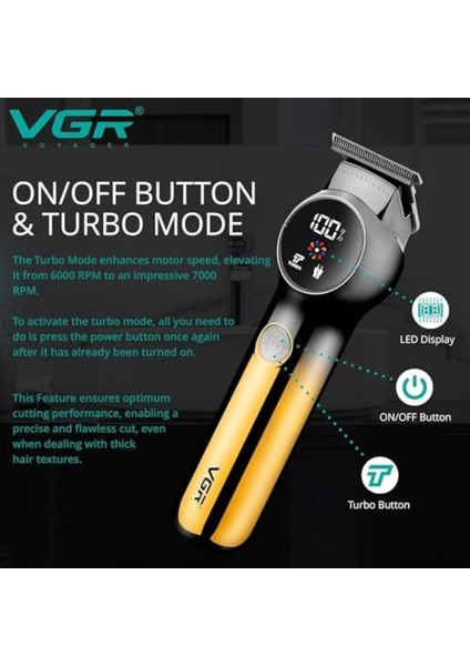 V-989 Çok Fonksiyonlu Islak ve Kuru Tıraş Makinesi Pil Göstergeli Turbo Özellikli indirimleri