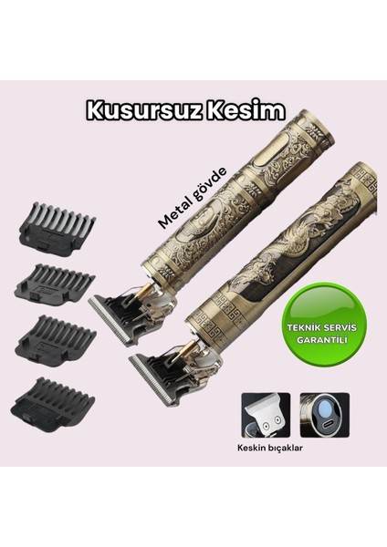 Altın Sarısı Metalik Desenli Profesyonel Tıraş Makinesi modelleri