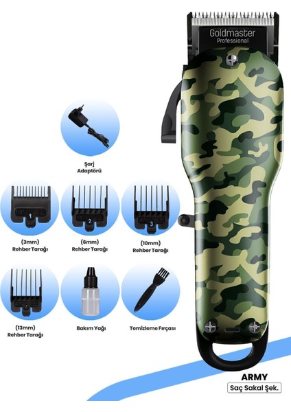 Hız Ayarlı Profesyonel Saç ve Sakal Şekillendirme Tıraş Makinesi Yeşil