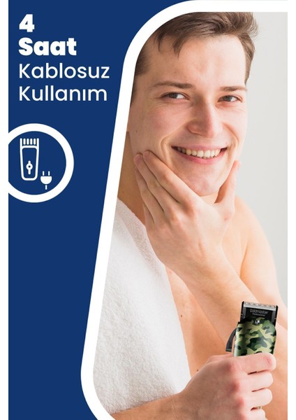 Hız Ayarlı Profesyonel Saç ve Sakal Şekillendirme Tıraş Makinesi Yeşil