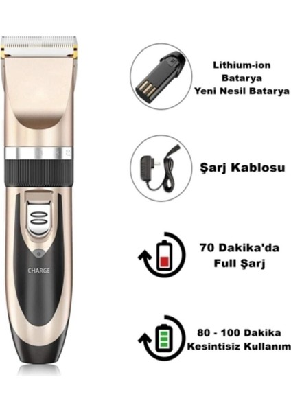 Yp 6066 Seramik Bıçaklı Profesyonel Şarjlı Saç Sakal Tıraş Makinesi 9 Ayar (Yedek Bataryalı) fırsatları