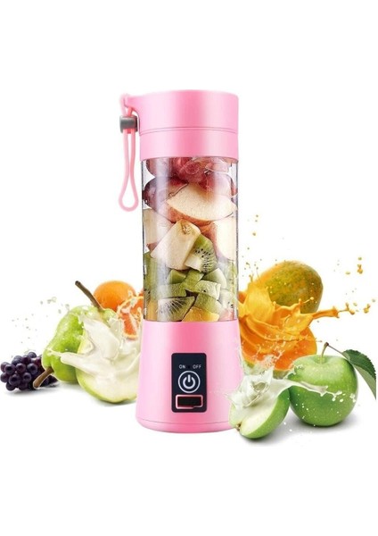 Pembe Taşınabilir Meyve Sıkacağı ve Blender Pratik ve