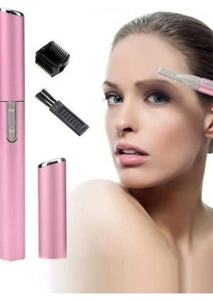Pilli Kadın Yüz ve Kaş Tüy Alma Şekillendirme Makinesi Pembe