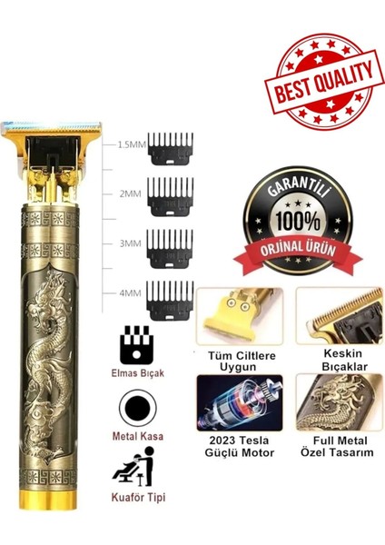 Altın li Şarjlı Çok Fonksiyonlu Saç Sakal Kesme Makinesi