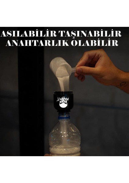Siyah Protein Toz Saklama Kabı ve Huni fırsatları