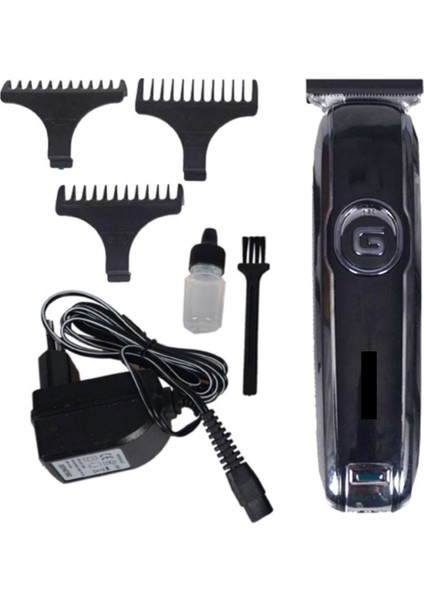 Şarjlı T Bıçaklı Saç ve Sakal Kesme Seti Siyah Profesyonel Kullanım