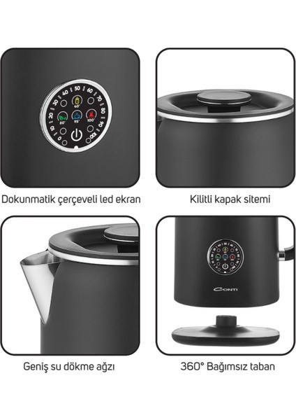 Çok Renkli Termal Su Isıtıcı Kettle Siyah, Pratik ve Şık Tasarım modelleri