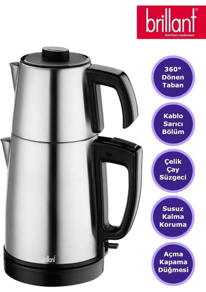 Geniş Hazneli Paslanmaz Çelik Çay ve Su Isıtıcı, 2200W modelleri