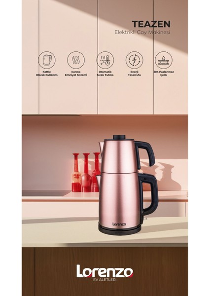 Pembe Çelik Çay Makinesi ile Pratik ve Şık Çay Keyfi modelleri