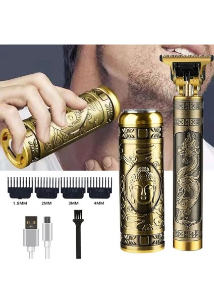 USB Şarjlı Çelik 2'li Saç ve Sakal Düzenleyici Set