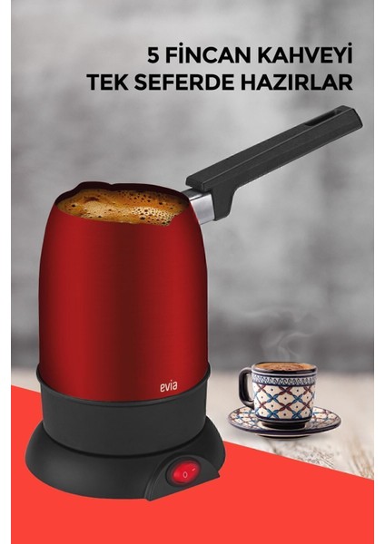 Kırmızı 850W Çift Ağızlı Paslanmaz Çelik Elektrikli Cezve fırsatları