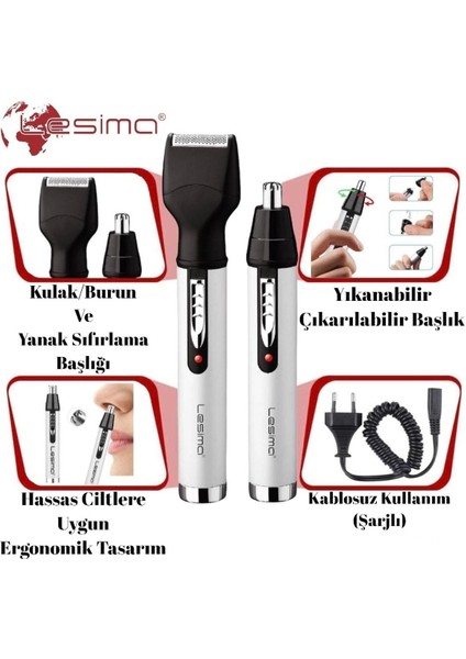 Çok Fonksiyonlu Kulak Burun Kıl ve Yanak Tıraş Makinesi Gri