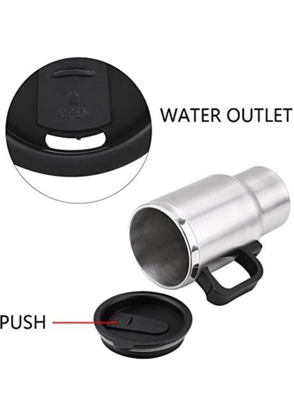 Elektrikli Paslanmaz Çelik Vagon Kupası, 450ML, Adaptörlü, Gümüş Renk fiyatları