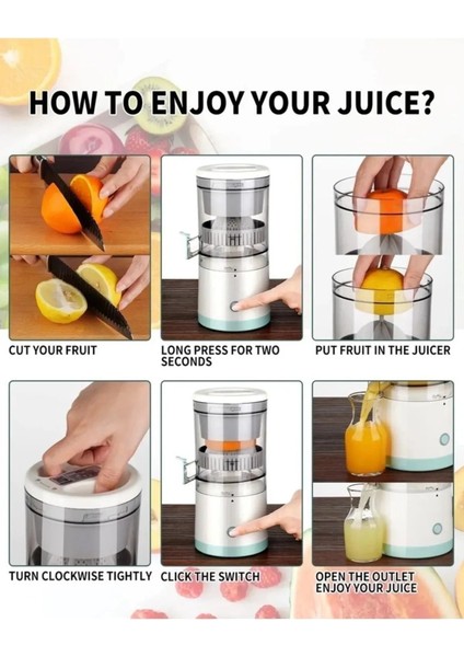 li Taşınabilir Mini Meyve ve Narenciye Sıkacağı USB Şarjli