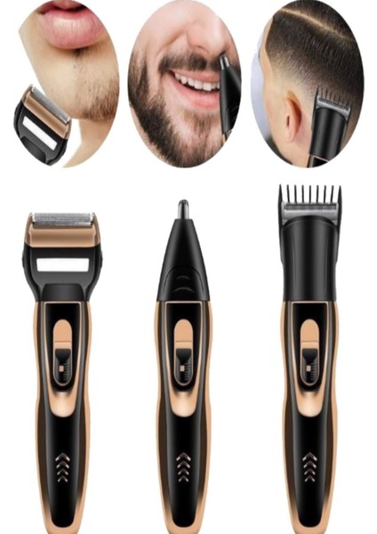 Kablosuz Çok Başlıklı Burun Saç ve Sinekkaydı Tıraş Makinesi Siyah modelleri