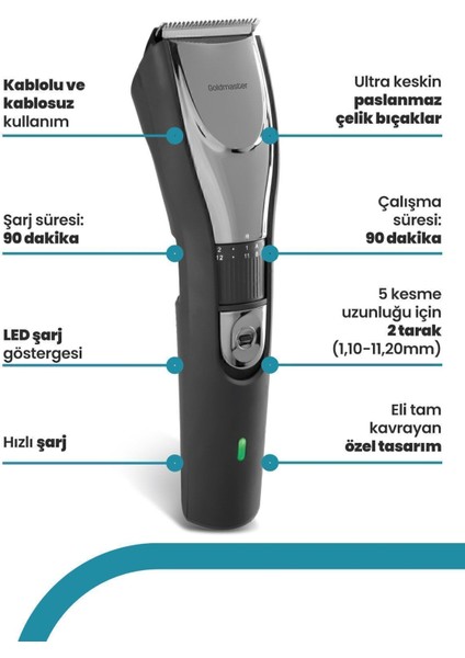 Ayarlanabilir Keskin Bıçaklı Erkek Bakım Makinesi Siyah