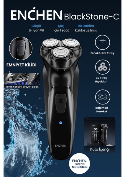 Çift Yönlü Kavisli Bıçaklı Şarjlı Erkek Tıraş Makinesi Siyah