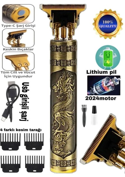 Usb'li Çelik Gövdeli Profesyonel Tıraş Makinesi Orijinal Sarı indirimleri