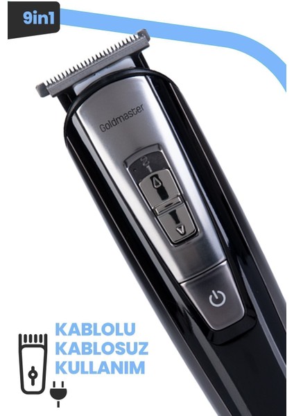 9'lu Erkek Bakım Seti Kablolu ve Kablosuz Siyah Çok Fonksiyonlu modelleri