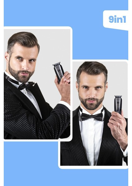 9'lu Erkek Bakım Seti Kablolu ve Kablosuz Siyah Çok Fonksiyonlu indirimleri