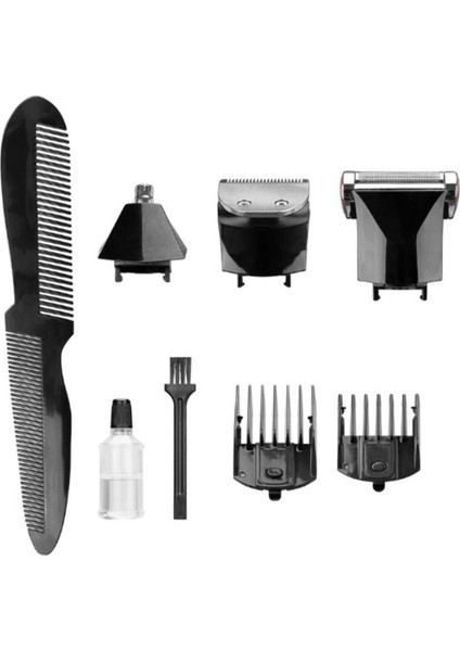 Siyah 7'li Erkek Bakım Seti Hızlı Şarjlı Saç Sakal Tıraş ve Kulak Burun Aleti