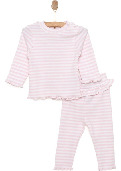 Yenidoğan Çizgili Unisex Sweatshirt-Patiksiz Alt 2li Takım Kız Bebek