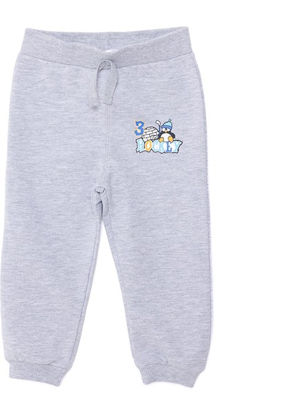 Basic Az Şardonlu Buz Hokeyi ve Penguen Baskılı Eşofman Alt Unisex