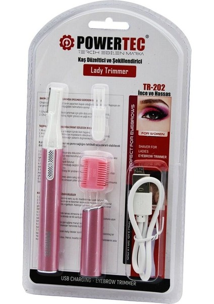Pembe USB Şarjlı Kaş Şekillendirme Kalemi