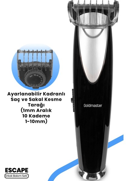 Paslanmaz Çelik Ayarlanabilir Kadranlı Saç ve Sakal Şekillendirici