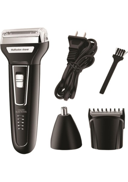 3'ü Bir Arada Şarjlı Saç Sakal Burun Kıl Temizleme Cihazı Siyah
