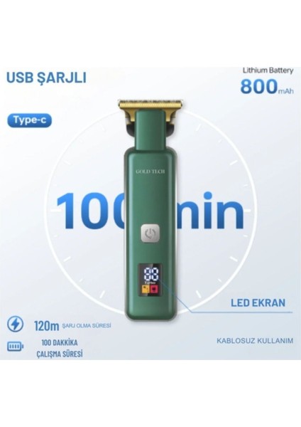 Yeşil Turbo Serisi Dijital Şarjlı Çok Fonksiyonlu Saç Sakal Vücut Makinesi