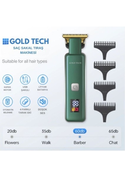 Yeşil Turbo Serisi Dijital Şarjlı Çok Fonksiyonlu Saç Sakal Vücut Makinesi modelleri