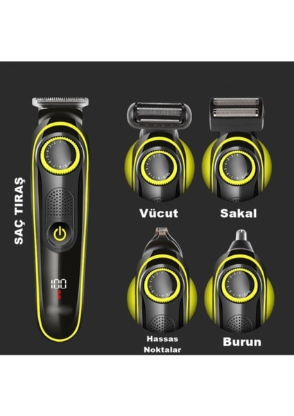 Kablosuz 5in1 Saç Sakal Vücut Tıraş Makinesi Seti Siyah fiyatları