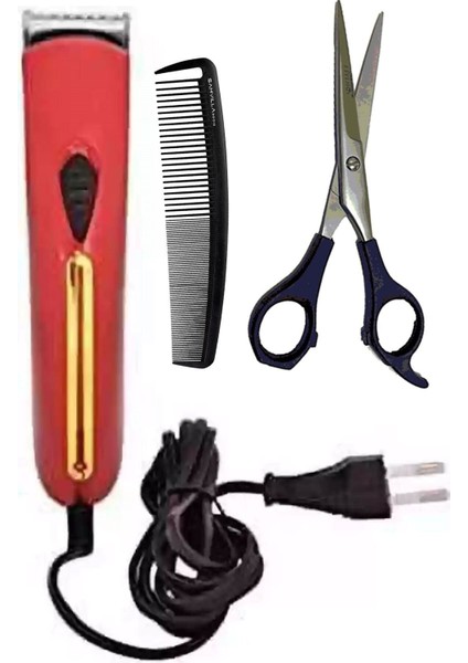 Kırmızı Tam Takım Elektrikli Saç ve Tıraş Makinesi Şarjlı ve Kablosuz Kullanım
