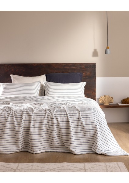 Josselin Çift Kişilik Pamuklu Yatak Örtüsü - Lacivert