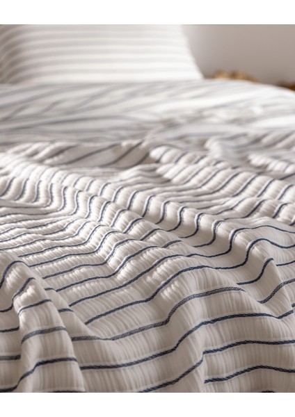 Josselin Çift Kişilik Pamuklu Yatak Örtüsü - Lacivert indirimleri