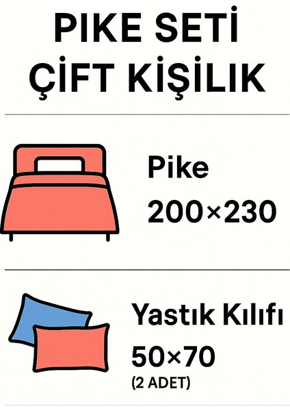 Yazlık Pike Çift Kişilik Yastık Kılıfı ile Beraber Günlük Kullanıma Uygun modelleri