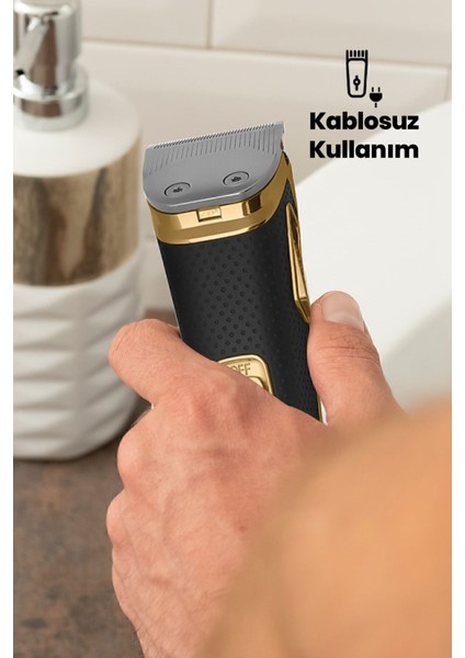 Çift Port Şarj Girişli Erkek Bakım Seti Kablolu ve Kablosuz Kullanım Siyah modelleri