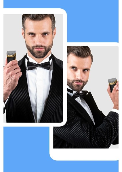 Çift Port Şarj Girişli Erkek Bakım Seti Kablolu ve Kablosuz Kullanım Siyah