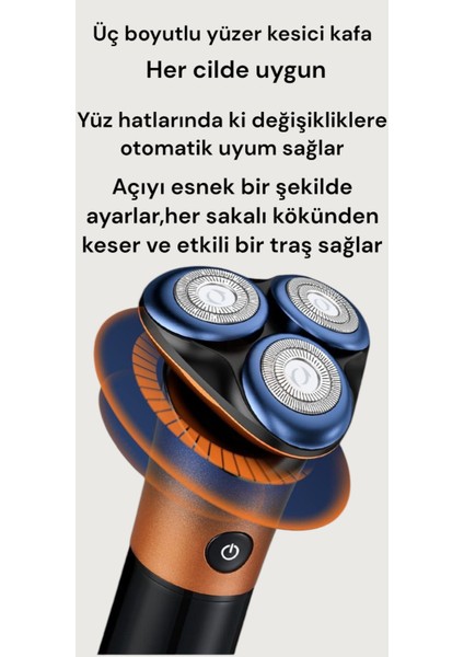 USB Şarjlı Çok Fonksiyonlu Üç Bıçaklı Traş Makinesi ve Kullanışlı Tasarım