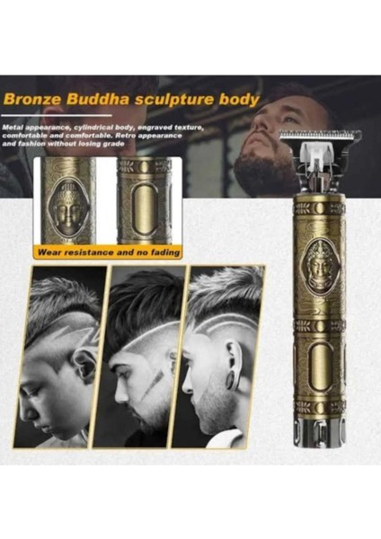 Gri Şarjlı Saç ve Sakal Kesme Makinesi Karbon Çelik Kesici Profesyonel Kullanım