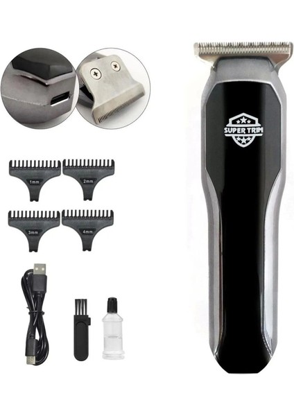 Şarjlı 4 Taraklı Siyah Pratik Tıraş Makinesi