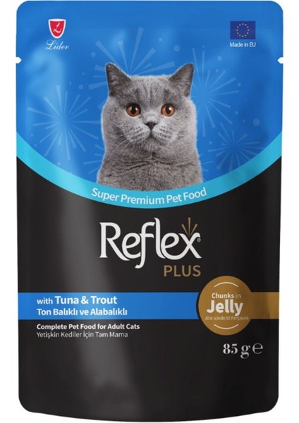 Plus Jöle Et Parçacıklı Ton ve Alabalıklı Yaş Yetişkin Kedi Konservesi 85 gr (22 Adet) fiyatları